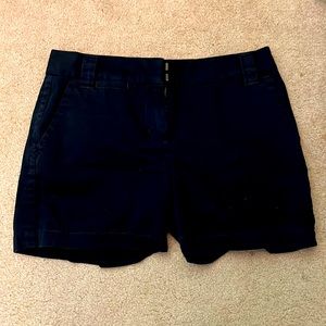 Navy blue J Crew city fit chino double clasp and zipper shorts.